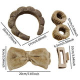 Maxbell Headband and Wristband Set Gift for Women and Girls Trendy Skincare Headband Dark Brown
