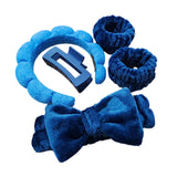 Maxbell Headband and Wristband Set Gift for Women and Girls Trendy Skincare Headband Dark Blue