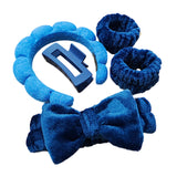 Maxbell Headband and Wristband Set Gift for Women and Girls Trendy Skincare Headband Dark Blue