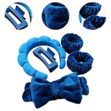 Maxbell Headband and Wristband Set Gift for Women and Girls Trendy Skincare Headband Dark Blue