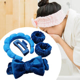Maxbell Headband and Wristband Set Gift for Women and Girls Trendy Skincare Headband Dark Blue
