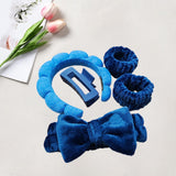Maxbell Headband and Wristband Set Gift for Women and Girls Trendy Skincare Headband Dark Blue