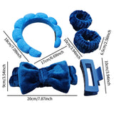 Maxbell Headband and Wristband Set Gift for Women and Girls Trendy Skincare Headband Dark Blue