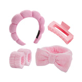 Maxbell Headband and Wristband Set Gift for Women and Girls Trendy Skincare Headband Pink
