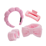 Maxbell Headband and Wristband Set Gift for Women and Girls Trendy Skincare Headband Pink