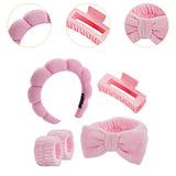 Maxbell Headband and Wristband Set Gift for Women and Girls Trendy Skincare Headband Pink
