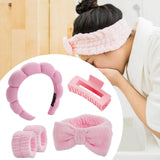 Maxbell Headband and Wristband Set Gift for Women and Girls Trendy Skincare Headband Pink