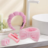 Maxbell Headband and Wristband Set Gift for Women and Girls Trendy Skincare Headband Pink