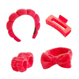 Maxbell Headband and Wristband Set Gift for Women and Girls Trendy Skincare Headband Red