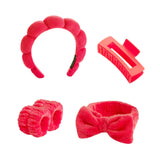 Maxbell Headband and Wristband Set Gift for Women and Girls Trendy Skincare Headband Red