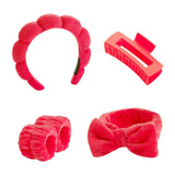 Maxbell Headband and Wristband Set Gift for Women and Girls Trendy Skincare Headband Red