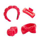 Maxbell Headband and Wristband Set Gift for Women and Girls Trendy Skincare Headband Red