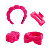Maxbell Headband and Wristband Set Gift for Women and Girls Trendy Skincare Headband Rose Red