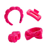 Maxbell Headband and Wristband Set Gift for Women and Girls Trendy Skincare Headband Rose Red