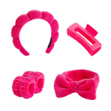 Maxbell Headband and Wristband Set Gift for Women and Girls Trendy Skincare Headband Rose Red
