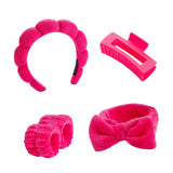 Maxbell Headband and Wristband Set Gift for Women and Girls Trendy Skincare Headband Rose Red