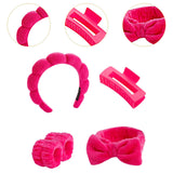 Maxbell Headband and Wristband Set Gift for Women and Girls Trendy Skincare Headband Rose Red