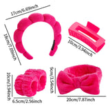 Maxbell Headband and Wristband Set Gift for Women and Girls Trendy Skincare Headband Rose Red