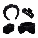 Maxbell Headband and Wristband Set Gift for Women and Girls Trendy Skincare Headband Black