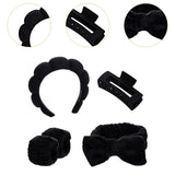 Maxbell Headband and Wristband Set Gift for Women and Girls Trendy Skincare Headband Black