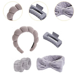 Maxbell Headband and Wristband Set Gift for Women and Girls Trendy Skincare Headband Gray