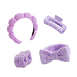 Maxbell Headband and Wristband Set Gift for Women and Girls Trendy Skincare Headband Purple