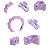 Maxbell Headband and Wristband Set Gift for Women and Girls Trendy Skincare Headband Purple
