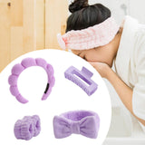 Maxbell Headband and Wristband Set Gift for Women and Girls Trendy Skincare Headband Purple