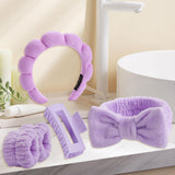 Maxbell Headband and Wristband Set Gift for Women and Girls Trendy Skincare Headband Purple