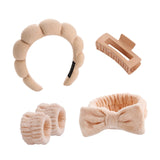 Maxbell Headband and Wristband Set Gift for Women and Girls Trendy Skincare Headband Light Khaki
