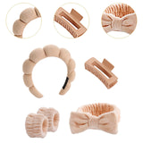 Maxbell Headband and Wristband Set Gift for Women and Girls Trendy Skincare Headband Light Khaki