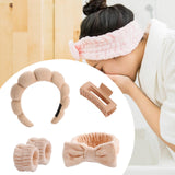 Maxbell Headband and Wristband Set Gift for Women and Girls Trendy Skincare Headband Light Khaki