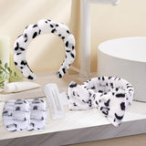 Maxbell Headband and Wristband Set Gift for Women and Girls Trendy Skincare Headband White Black