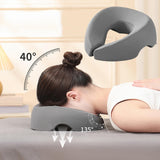 Maxbell Face Down Pillow Removable Cover Ergonomic for Massage Chair Airplane Travel gray