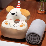 Maxbell Office Desk Napping Pillow Versatile Sleeping Pillow for Travel Bedroom Sofa YellowEarwithBlanket