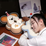 Maxbell Office Desk Napping Pillow Versatile Sleeping Pillow for Travel Bedroom Sofa Brown Ear No Blanket