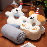 Maxbell Office Desk Napping Pillow Versatile Sleeping Pillow for Travel Bedroom Sofa Brown Ear No Blanket