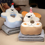 Maxbell Office Desk Napping Pillow Versatile Sleeping Pillow for Travel Bedroom Sofa BrownEar withBlanket