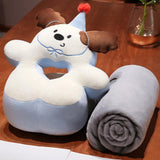 Maxbell Office Desk Napping Pillow Versatile Sleeping Pillow for Travel Bedroom Sofa BrownEar withBlanket