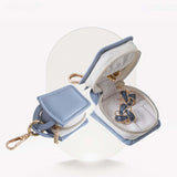 Maxbell Rings Holder Keychain Stylish Zipper Portable for Mother Gift Sports Earrings Blue