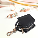 Maxbell Rings Holder Keychain Stylish Zipper Portable for Mother Gift Sports Earrings Black