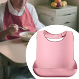 Maxbell Dining Bib Clothing Protector Washable Feeding Bib for Senior Elderly Eating Pink