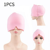 Maxbell Ice Pack Head Wrap Convenient Eye Mask Head Wrap Hat for Relieving Face Eyes pink