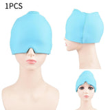 Maxbell Ice Pack Head Wrap Convenient Eye Mask Head Wrap Hat for Relieving Face Eyes blue