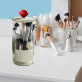 Maxbell Makeup Brush Holder Automatic Lifting Transparent for Countertop Office Dorm Red and White