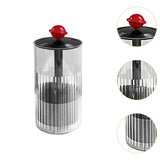 Maxbell Makeup Brush Holder Automatic Lifting Transparent for Countertop Office Dorm Red and Black