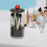 Maxbell Makeup Brush Holder Automatic Lifting Transparent for Countertop Office Dorm Red and Black