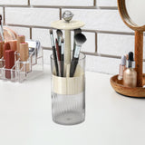 Maxbell Makeup Brush Holder Automatic Lifting Transparent for Countertop Office Dorm Silver and White