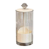 Maxbell Makeup Brush Holder Automatic Lifting Transparent for Countertop Office Dorm Silver and White