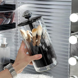 Maxbell Makeup Brush Holder Automatic Lifting Transparent for Countertop Office Dorm Silver and Black
